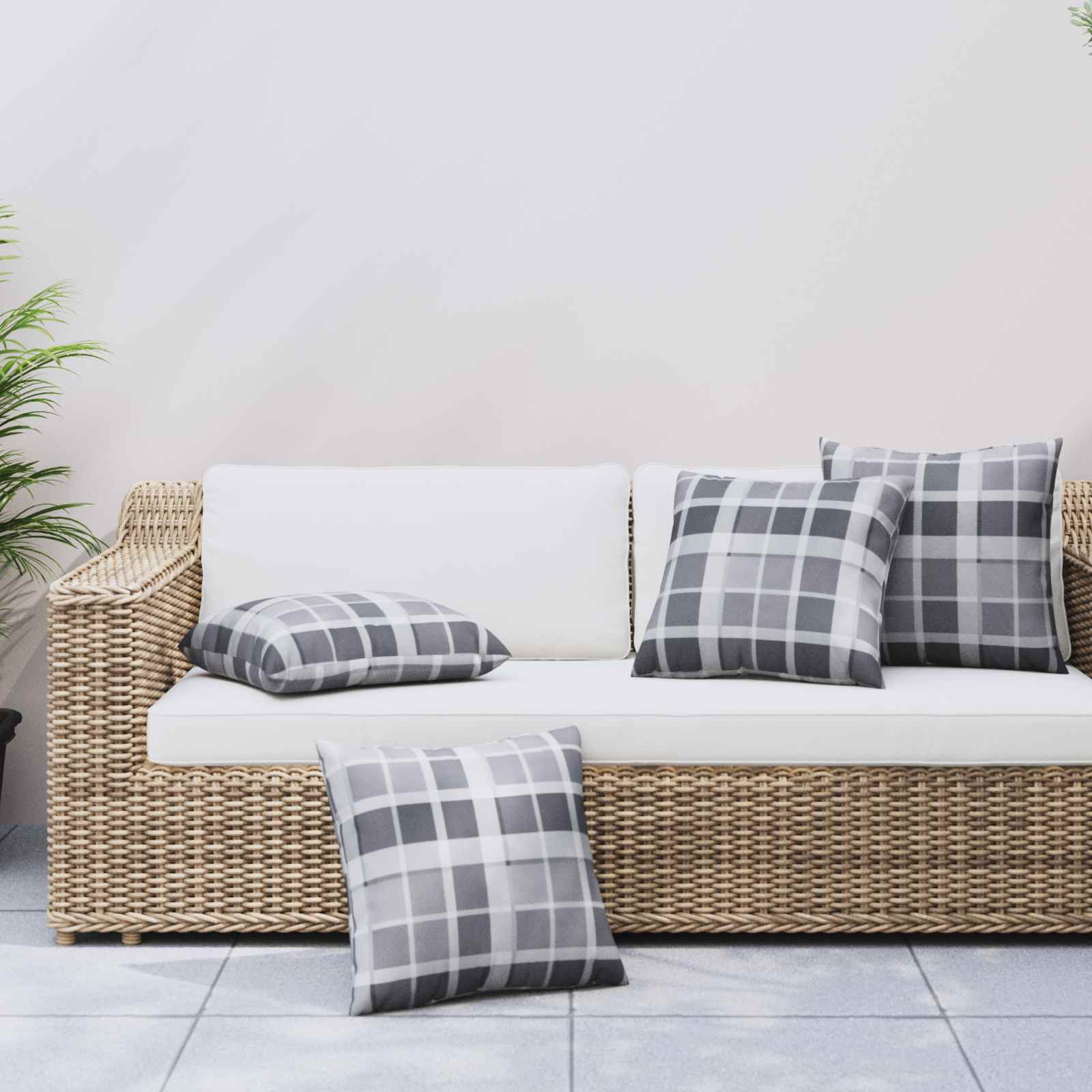 Cuscino da Esterno 4 pcs Grigio a quadri 40 x 40 cm Tessuto | homemem39
