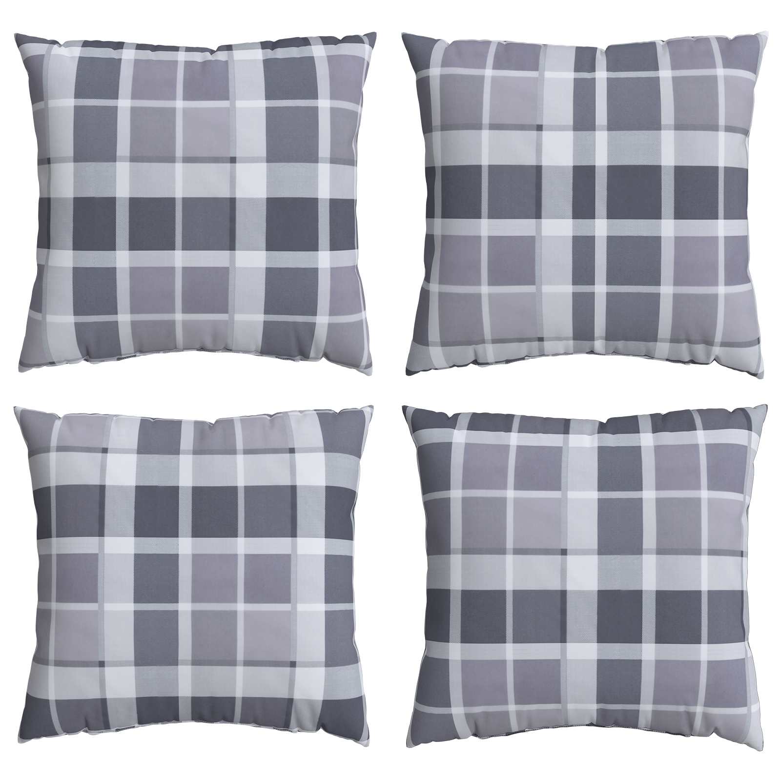 Cuscino da Esterno 4 pcs Grigio a quadri 40 x 40 cm Tessuto | homemem39