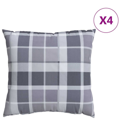 Cuscino da Esterno 4 pcs Grigio a quadri 60 x 60 cm Tessuto | homemem39