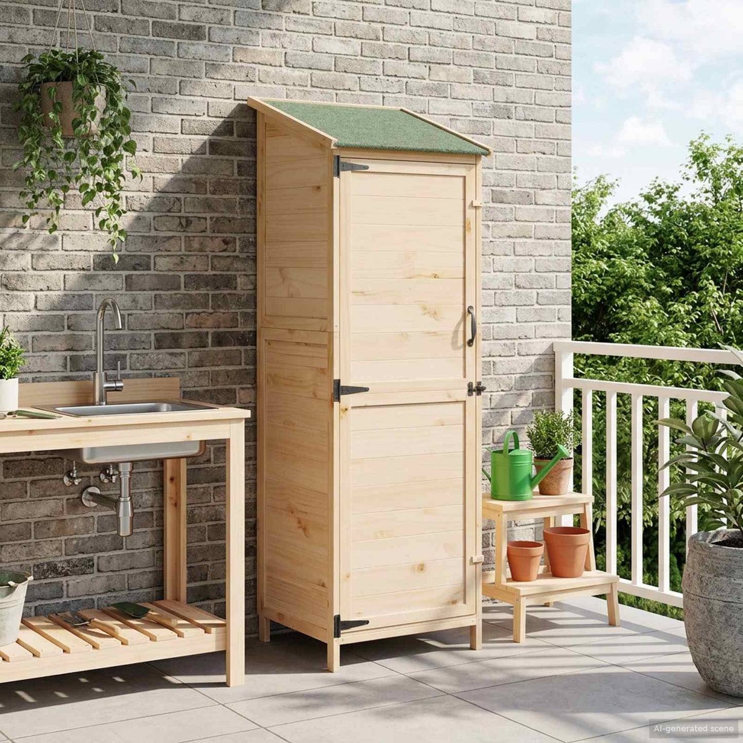 Capanno da Giardino con tetto Naturale 59,5 x 56 x 176,5 cm | homemem39