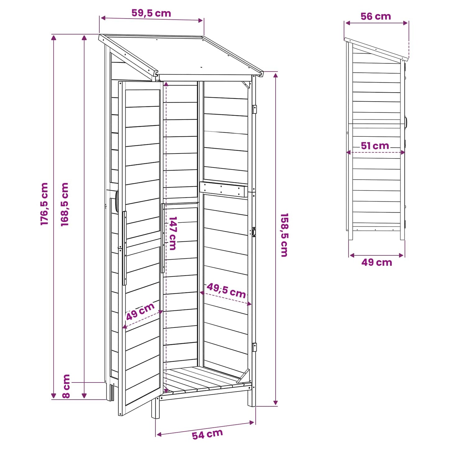 Capanno da Giardino con tetto Naturale 59,5 x 56 x 176,5 cm | homemem39
