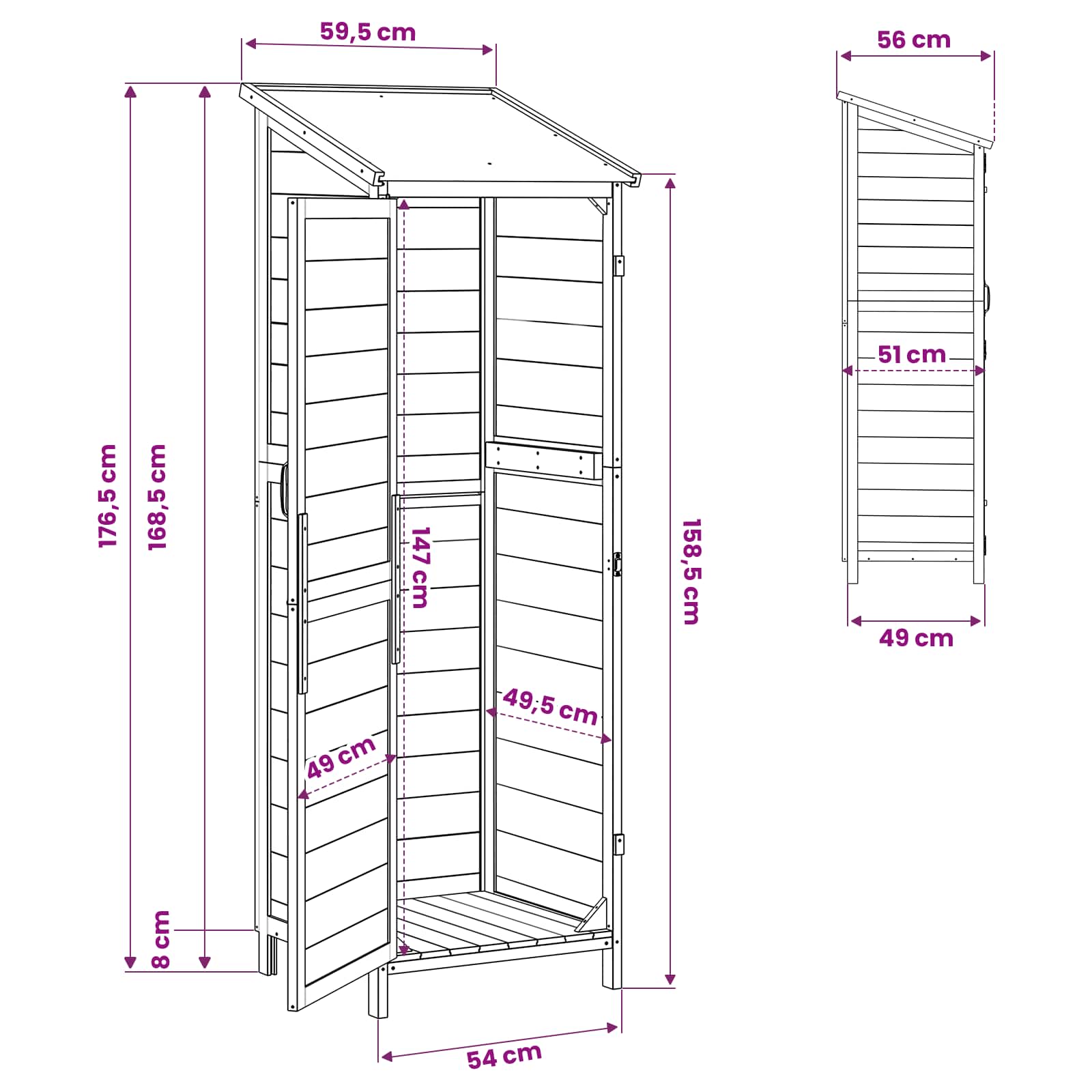 Capanno da Giardino con tetto Naturale 59,5 x 56 x 176,5 cm | homemem39