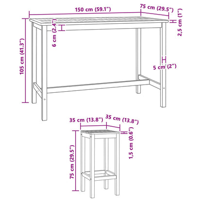 Set Bar da Esterno 7 pcs Naturale Legno di teak solido | homemem39