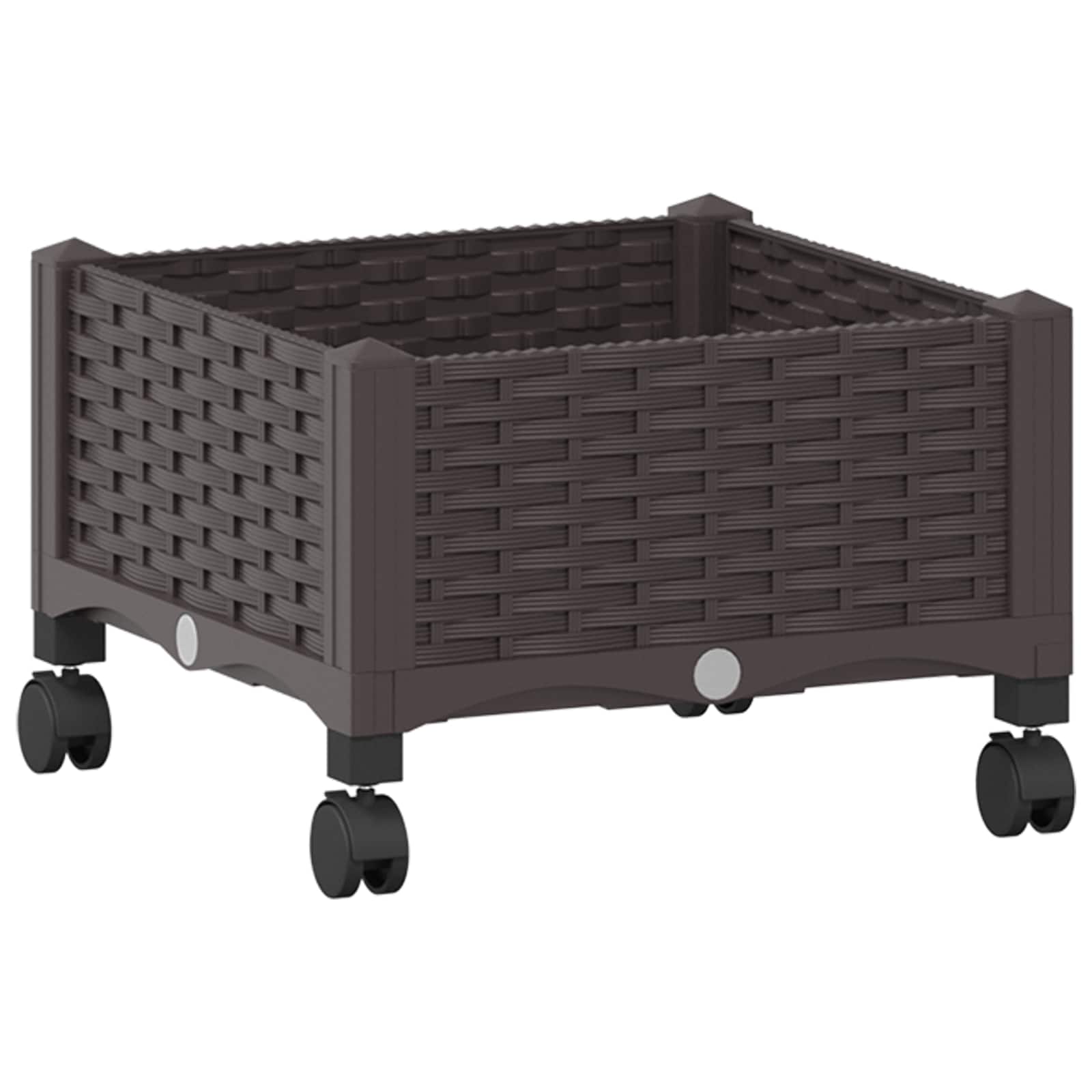 Vaso da Giardino con Ruote Marrone 40 x 40 x 29 cm PP | homemem39