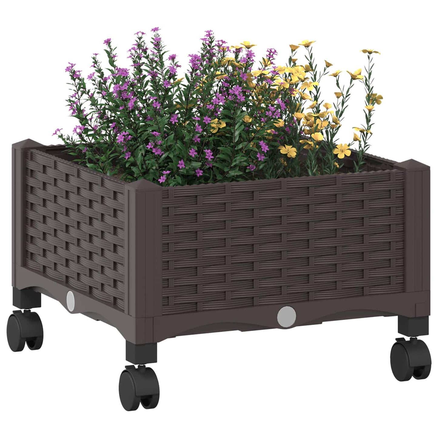 Vaso da Giardino con Ruote Marrone 40 x 40 x 29 cm PP | homemem39