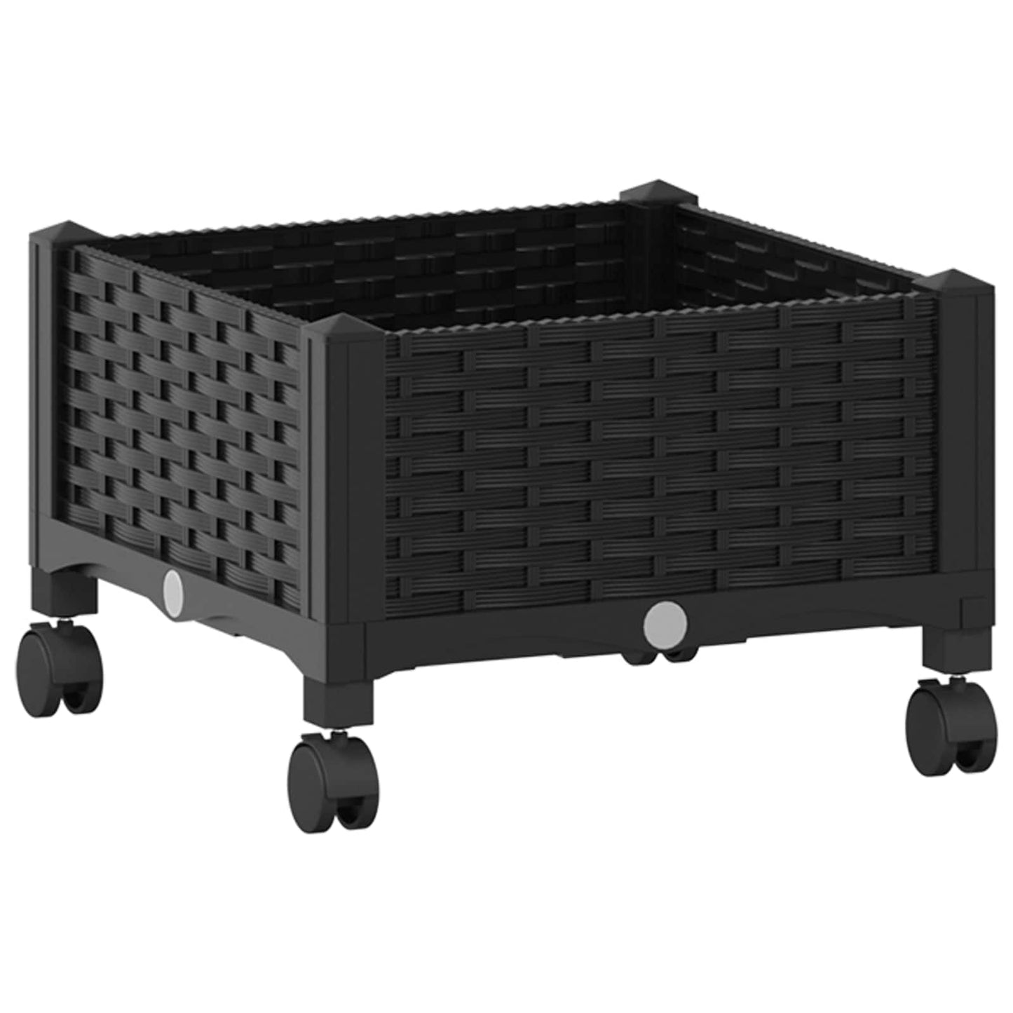 Vaso da Giardino con Ruote Nero 40 x 40 x 29 cm PP | homemem39
