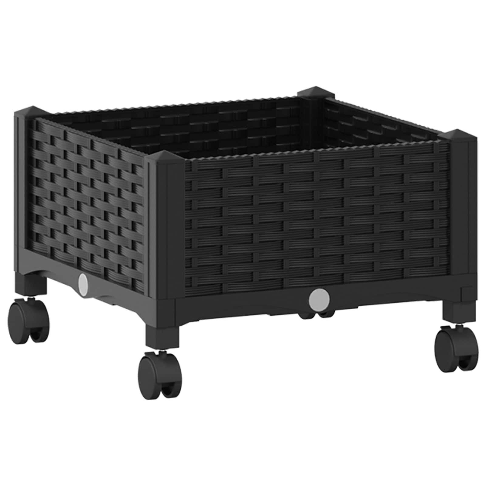 Vaso da Giardino con Ruote Nero 40 x 40 x 29 cm PP | homemem39