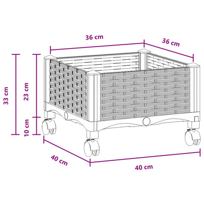 Vaso da Giardino con Ruote Nero 40 x 40 x 29 cm PP | homemem39