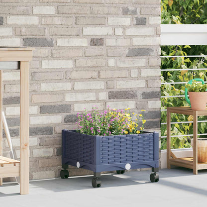 Vaso da Giardino con Ruote Blu Grigio 40 x 40 x 33 cm PP | homemem39