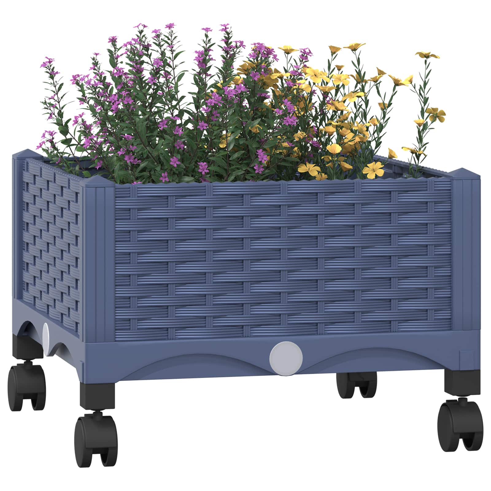 Vaso da Giardino con Ruote Blu Grigio 40 x 40 x 33 cm PP | homemem39