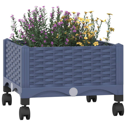 Vaso da Giardino con Ruote Blu Grigio 40 x 40 x 33 cm PP | homemem39
