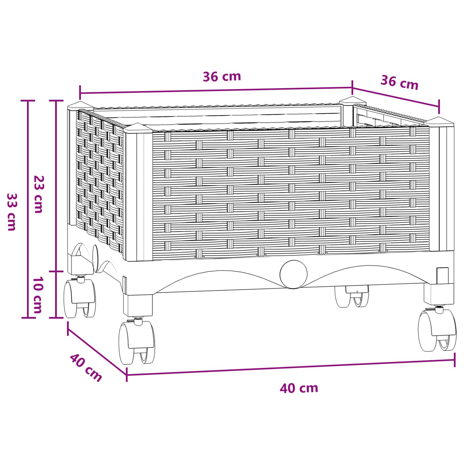 Vaso da Giardino con Ruote Blu Grigio 40 x 40 x 33 cm PP | homemem39