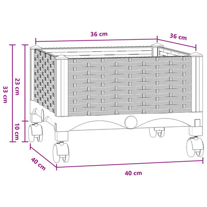 Vaso da Giardino con Ruote Blu Grigio 40 x 40 x 33 cm PP | homemem39