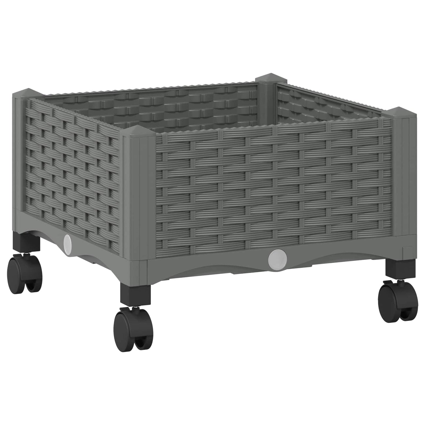 Vaso da Giardino con Ruote Grigio Chiaro 40 x 40 x 33 cm PP | homemem39