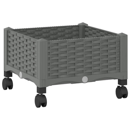 Vaso da Giardino con Ruote Grigio Chiaro 40 x 40 x 33 cm PP | homemem39