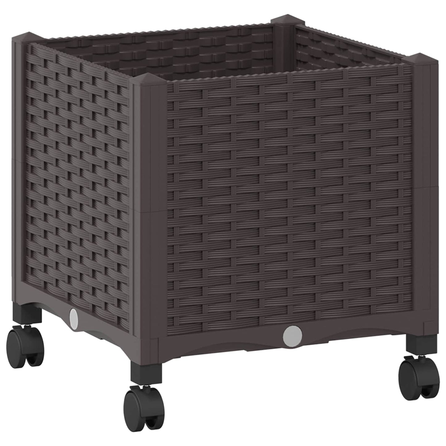 Vaso da Giardino con Ruote Marrone 40 x 40 x 44 cm PP | homemem39