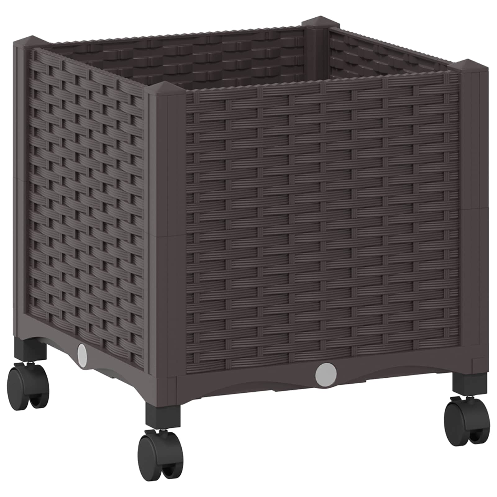 Vaso da Giardino con Ruote Marrone 40 x 40 x 44 cm PP | homemem39