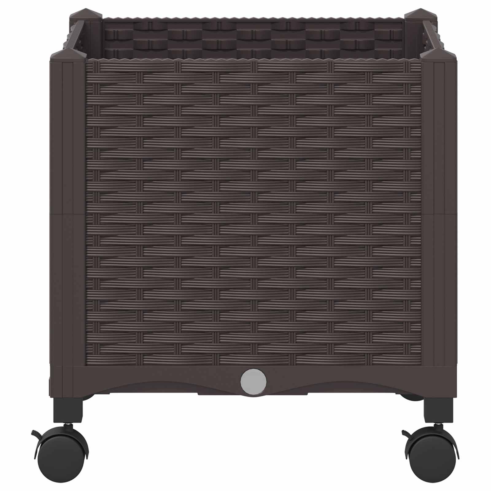 Vaso da Giardino con Ruote Marrone 40 x 40 x 44 cm PP | homemem39