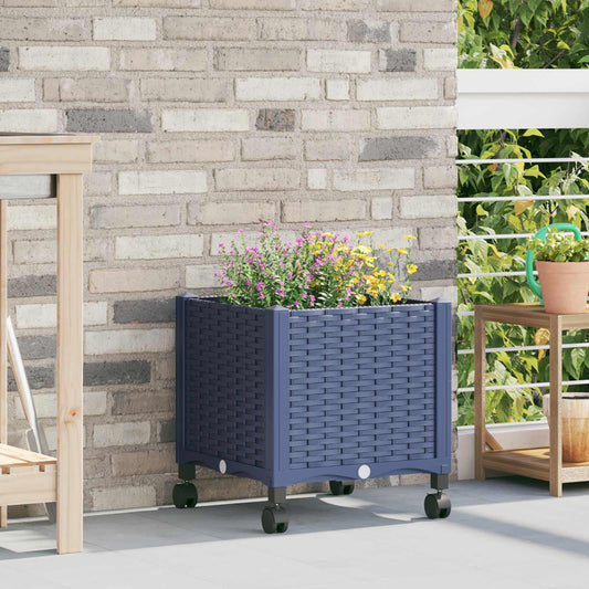 Vaso da Giardino con Ruote Blu Grigio 40 x 40 x 48 cm PP | homemem39
