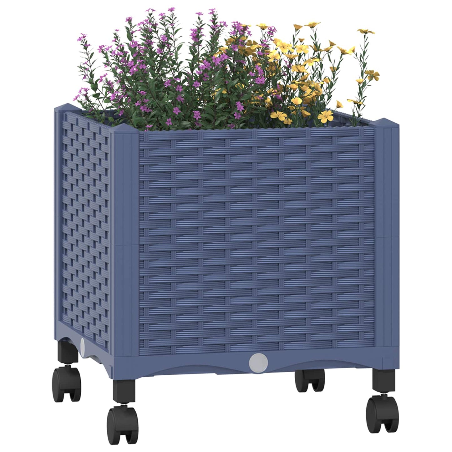 Vaso da Giardino con Ruote Blu Grigio 40 x 40 x 48 cm PP | homemem39