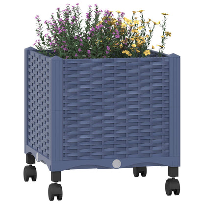 Vaso da Giardino con Ruote Blu Grigio 40 x 40 x 48 cm PP | homemem39