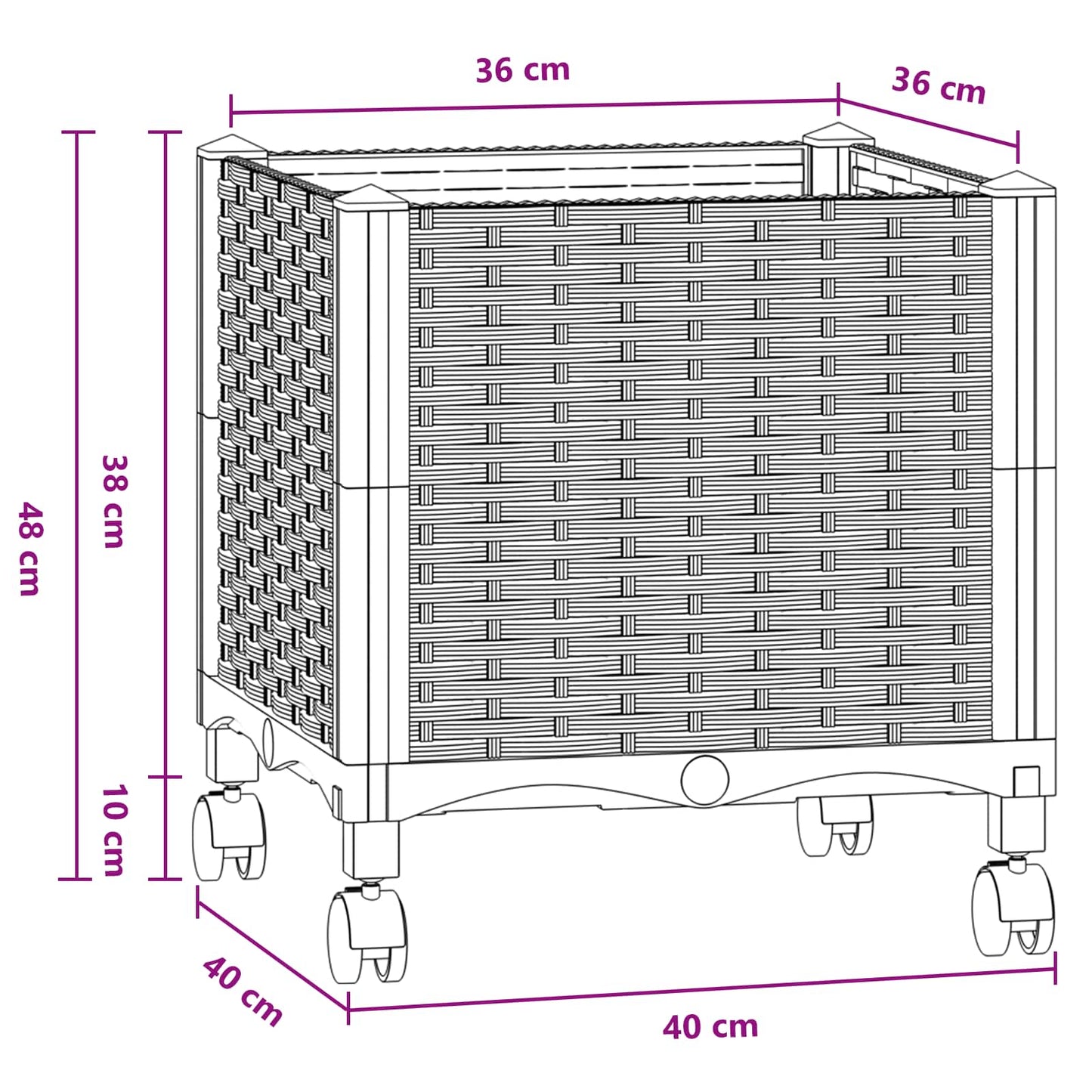 Vaso da Giardino con Ruote Blu Grigio 40 x 40 x 48 cm PP | homemem39
