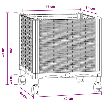 Vaso da Giardino con Ruote Blu Grigio 40 x 40 x 48 cm PP | homemem39