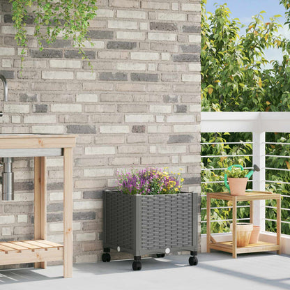 Vaso da Giardino con Ruote Grigio Chiaro 40 x 40 x 48 cm PP | homemem39