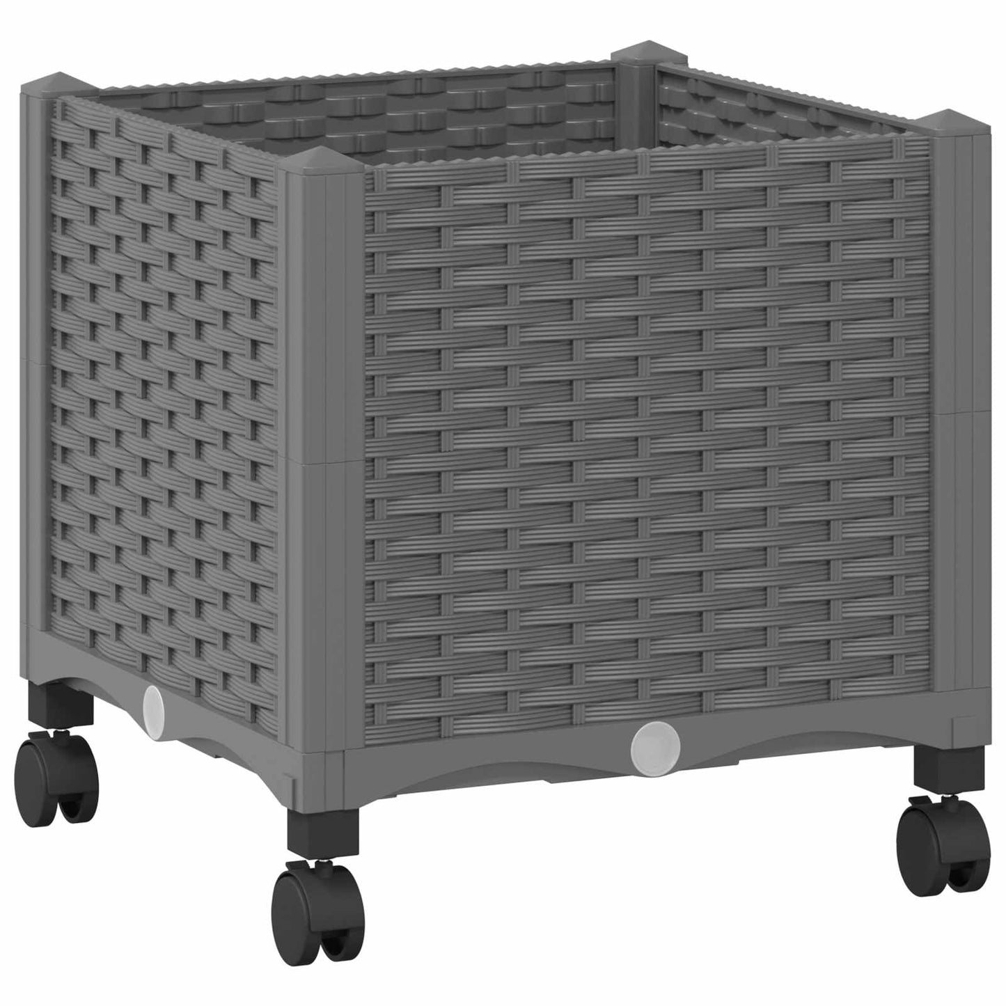 Vaso da Giardino con Ruote Grigio Chiaro 40 x 40 x 48 cm PP | homemem39