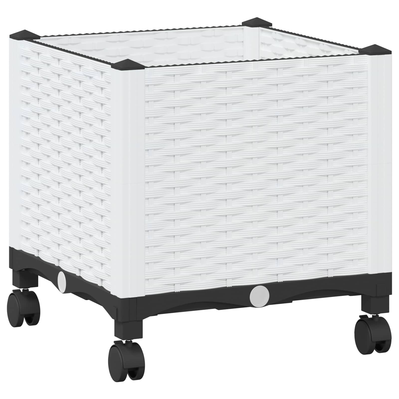 Vaso da Giardino con Ruote Bianco 40 x 40 x 48 cm PP | homemem39
