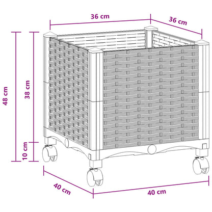 Vaso da Giardino con Ruote Bianco 40 x 40 x 48 cm PP | homemem39