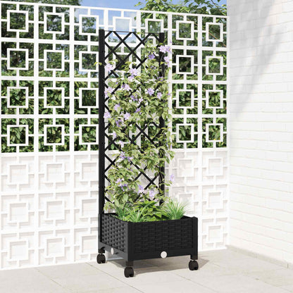 Vaso da giardino con grigliato e ruote Nero 40 x 40 x 131,5 cm | homemem39