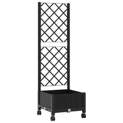 Vaso da giardino con grigliato e ruote Nero 40 x 40 x 131,5 cm | homemem39