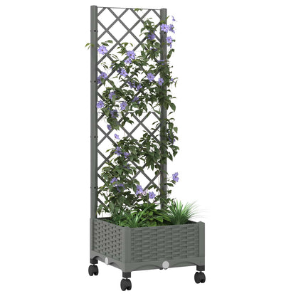 Vaso da giardino con grigliato e ruote Grigio Chiaro PP | homemem39