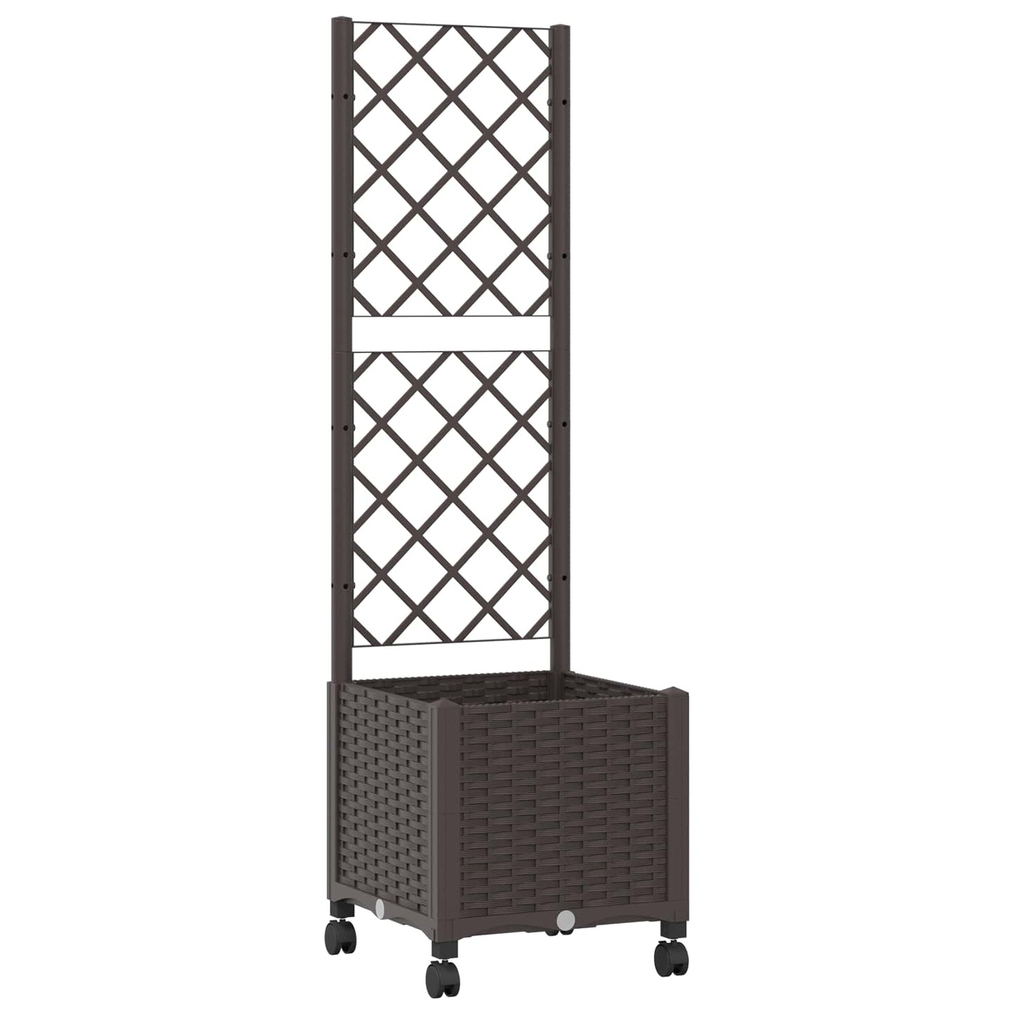 Vaso da giardino con grigliato e ruote Marrone 40 x 40 x 146 cm | homemem39