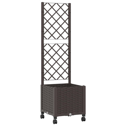 Vaso da giardino con grigliato e ruote Marrone 40 x 40 x 146 cm | homemem39