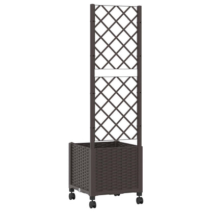 Vaso da giardino con grigliato e ruote Marrone 40 x 40 x 146 cm | homemem39