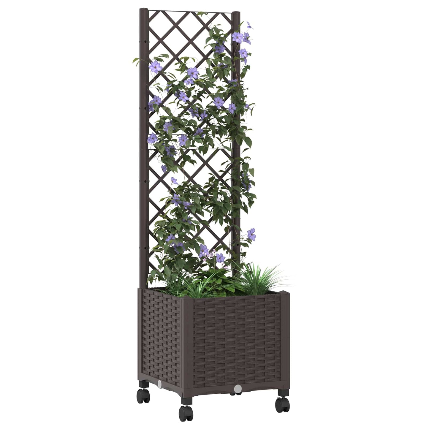 Vaso da giardino con grigliato e ruote Marrone 40 x 40 x 146 cm | homemem39