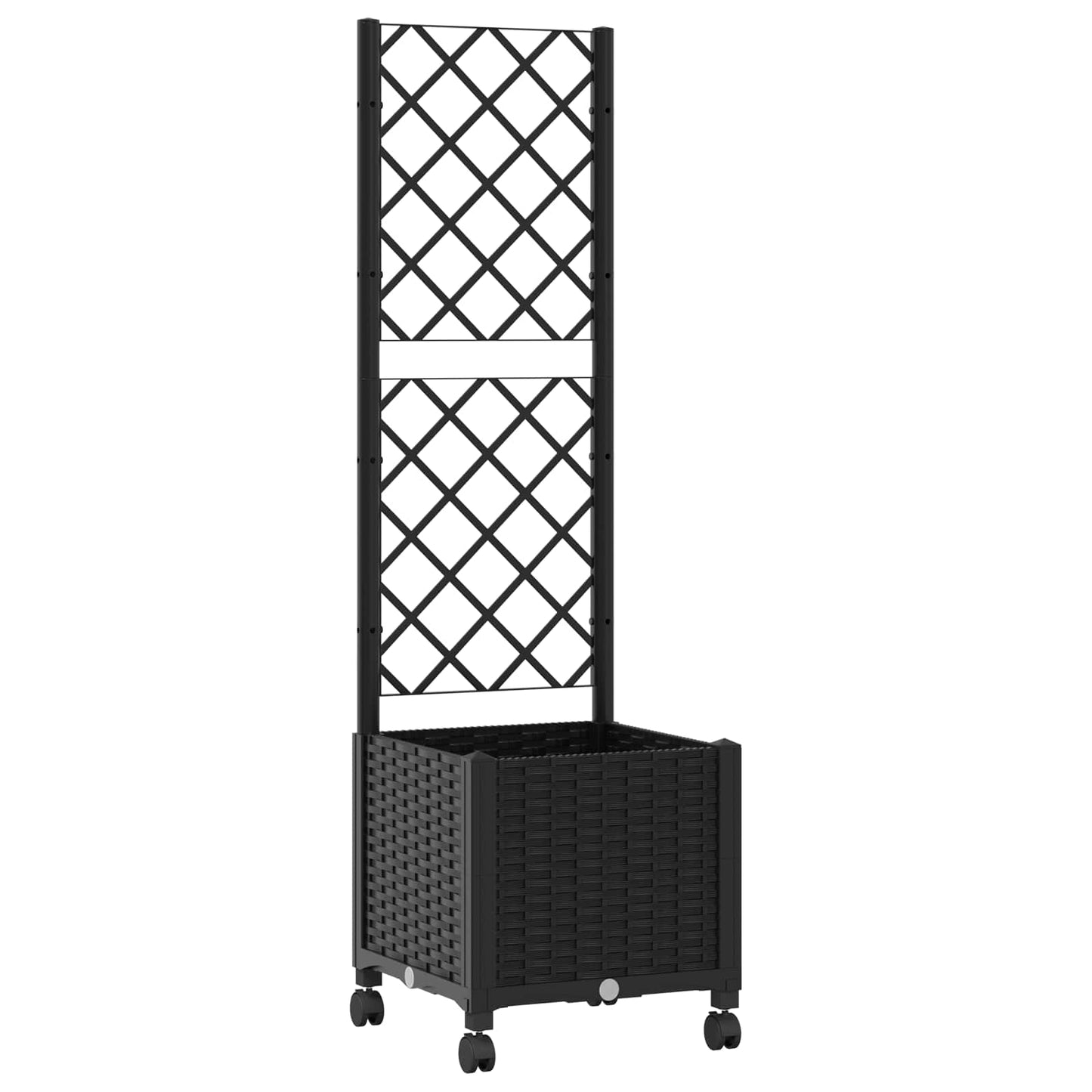 Vaso da giardino con grigliato e ruote Nero 40 x 40 x 146 cm PP | homemem39