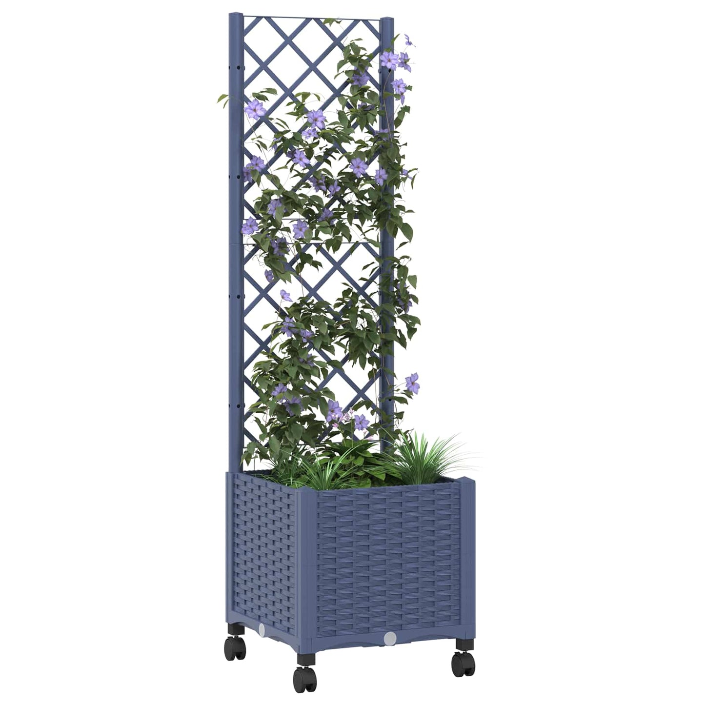 Vaso da giardino con grigliato e ruote Blu Grigio PP | homemem39