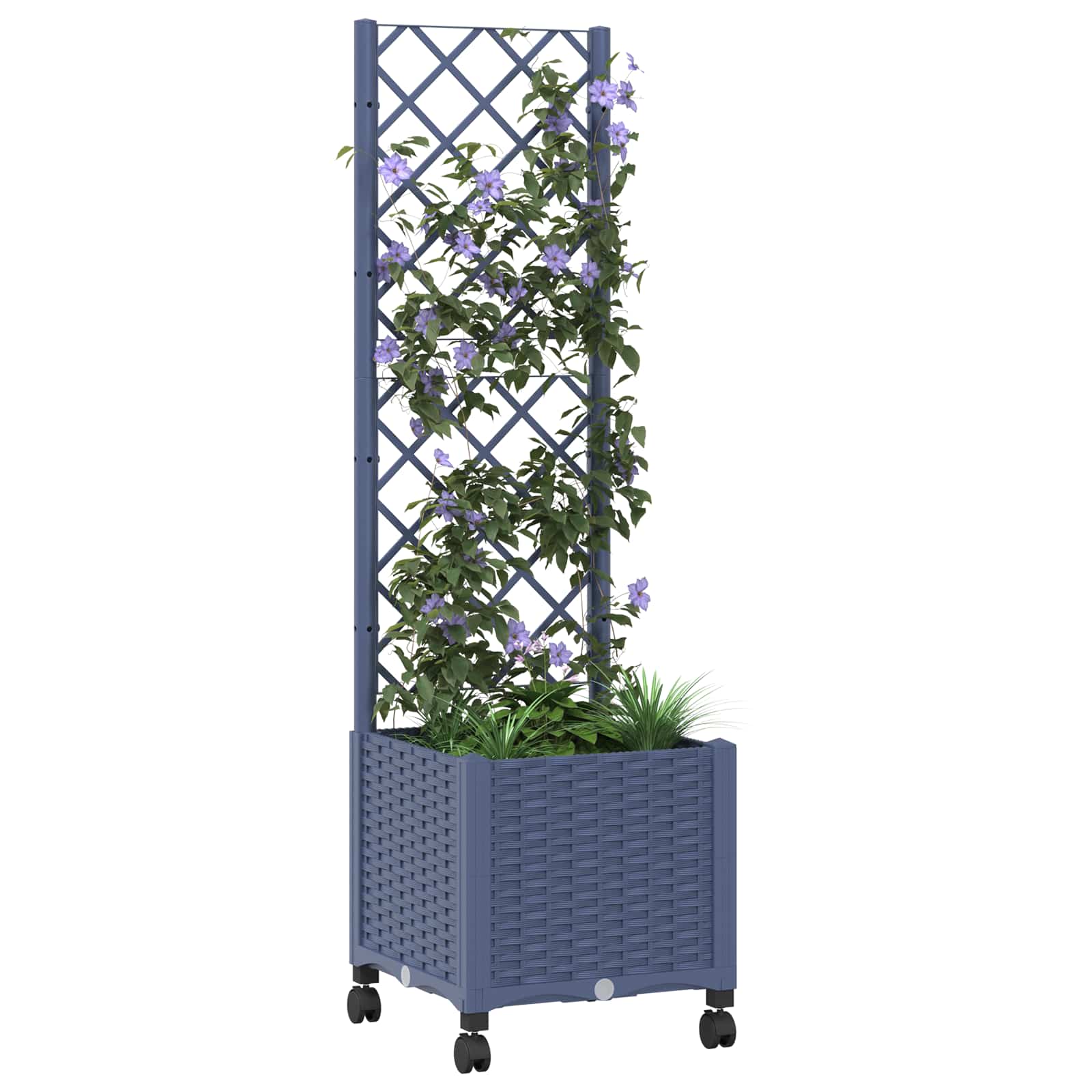 Vaso da giardino con grigliato e ruote Blu Grigio PP | homemem39