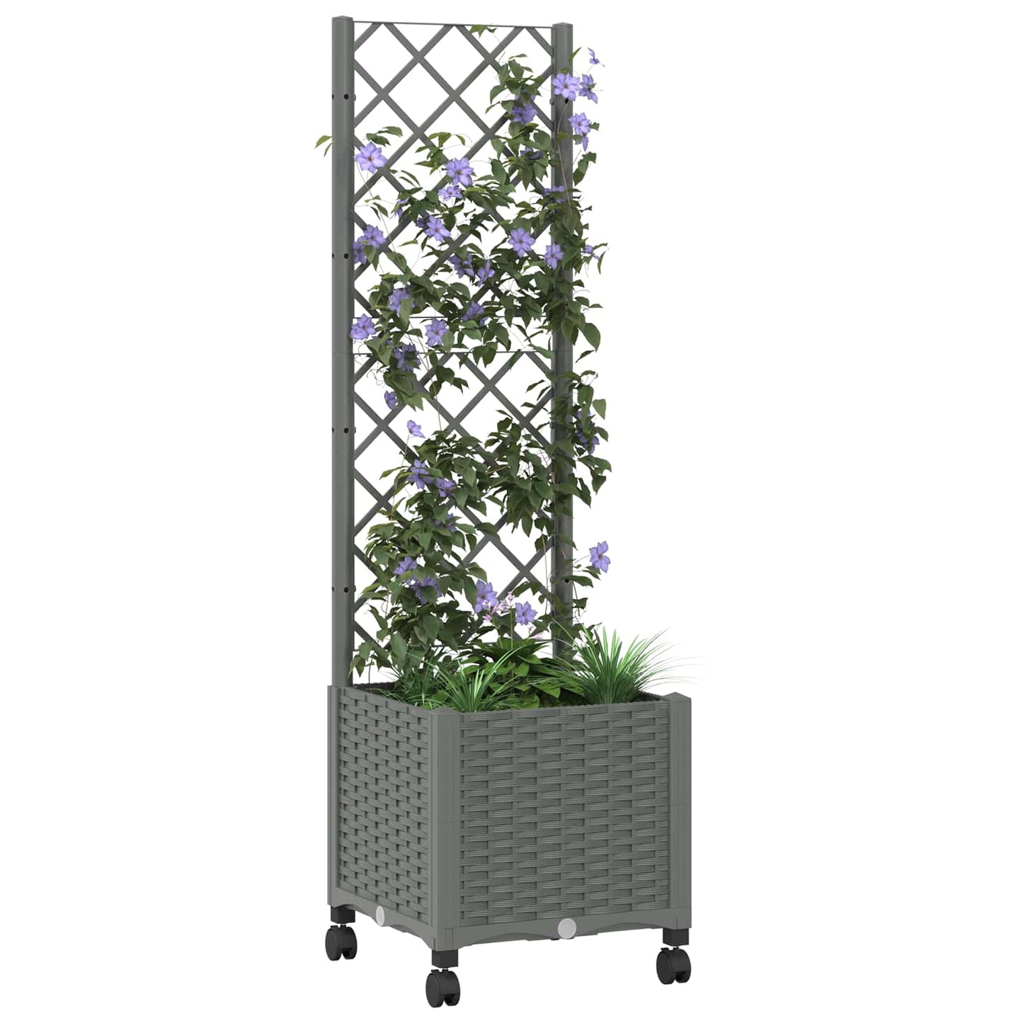 Vaso da giardino con grigliato e ruote Grigio Chiaro PP | homemem39
