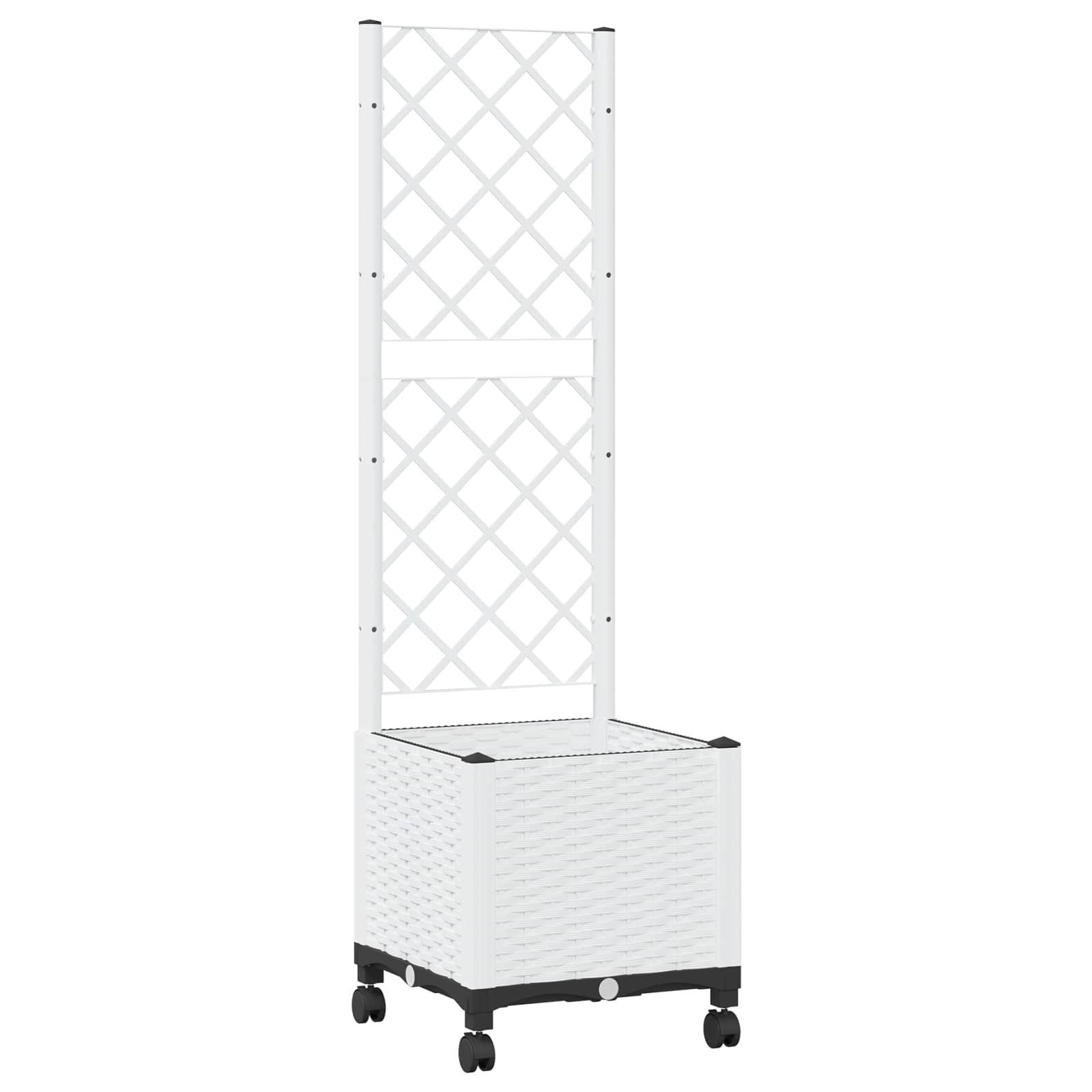 Vaso da giardino con grigliato e ruote Bianco 40 x 40 x 146 cm | homemem39