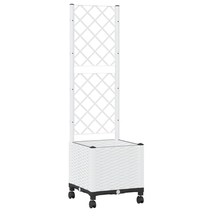 Vaso da giardino con grigliato e ruote Bianco 40 x 40 x 146 cm | homemem39