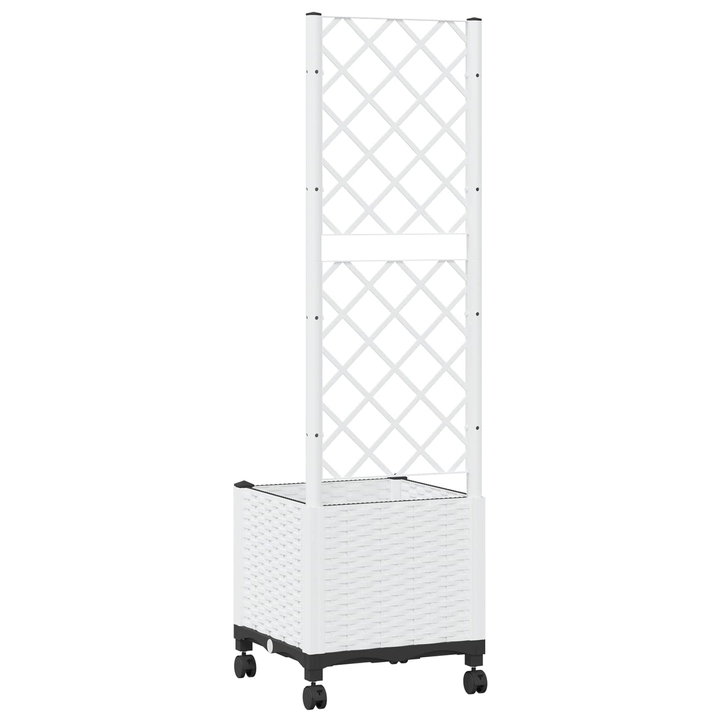 Vaso da giardino con grigliato e ruote Bianco 40 x 40 x 146 cm | homemem39