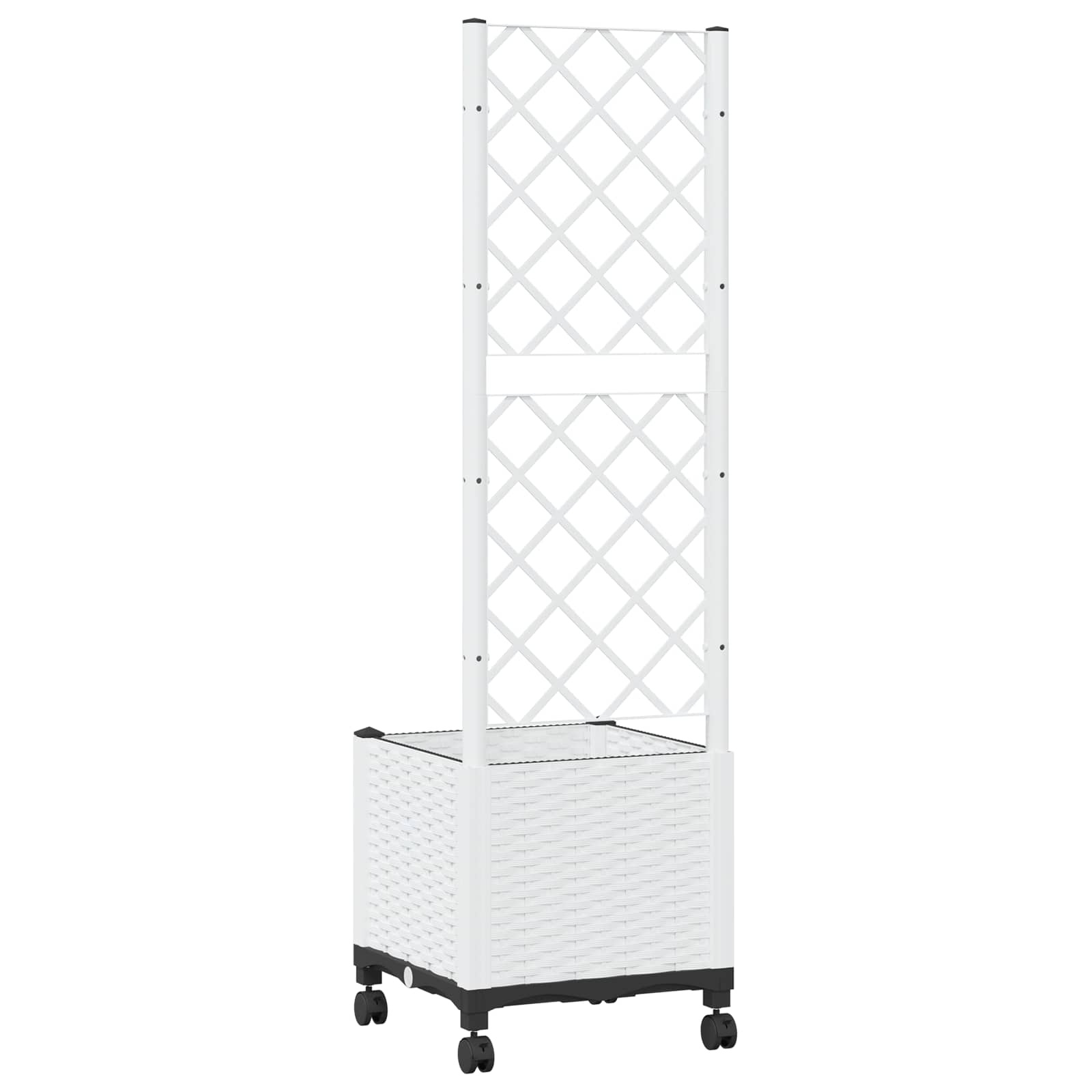 Vaso da giardino con grigliato e ruote Bianco 40 x 40 x 146 cm | homemem39