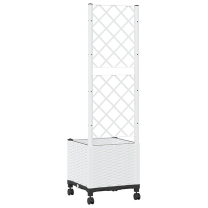 Vaso da giardino con grigliato e ruote Bianco 40 x 40 x 146 cm | homemem39