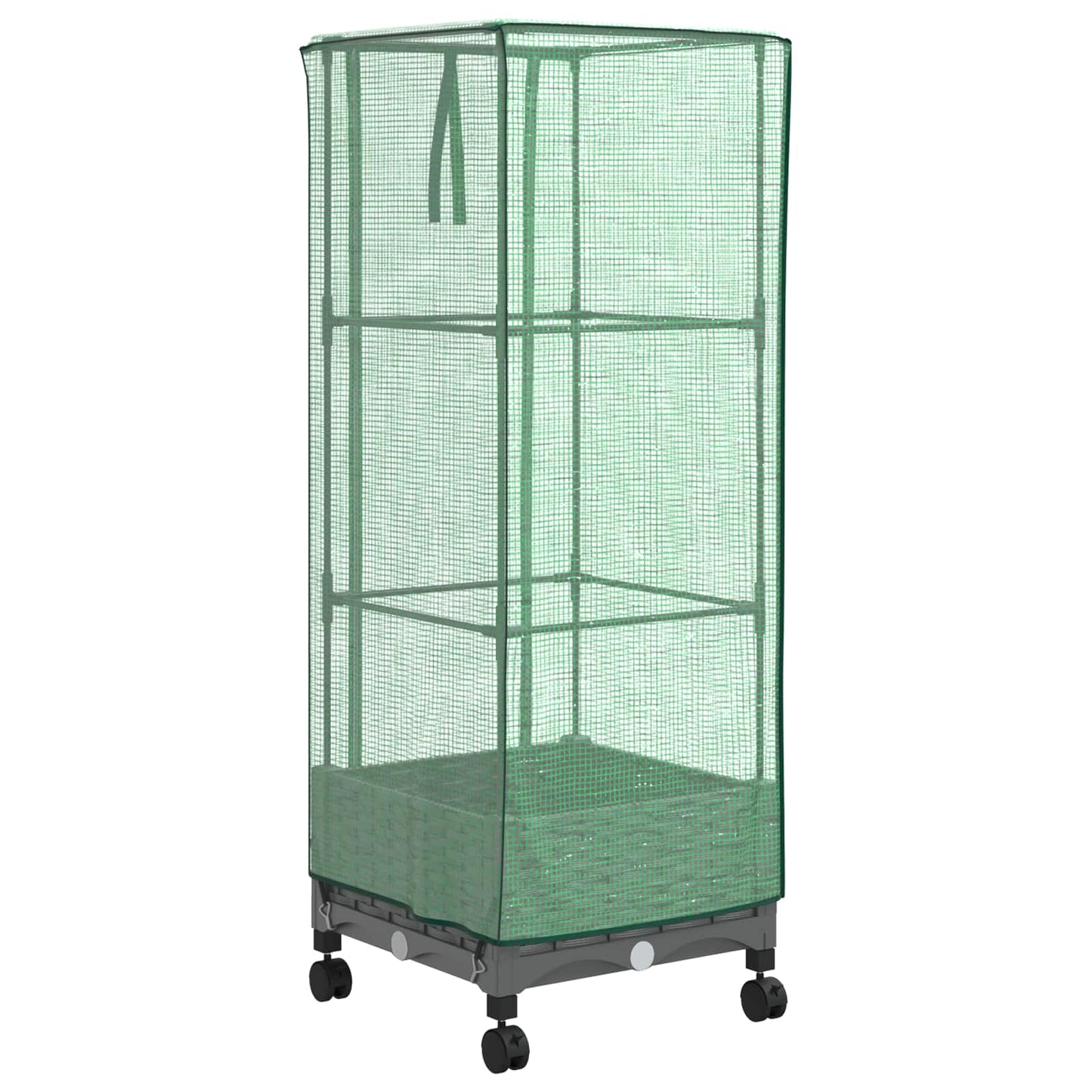 Vaso da Giardino con Copertura per Serra e Ruote Grigio Chiaro