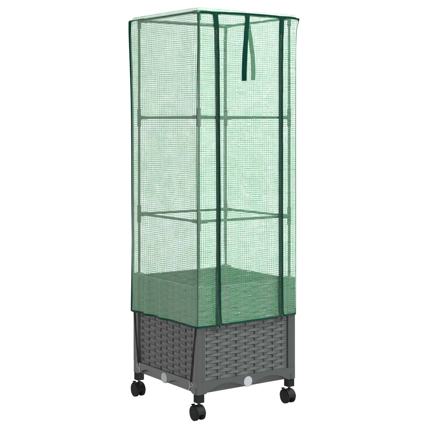 Vaso da Giardino con Copertura per Serra e Ruote Grigio Chiaro | homemem39