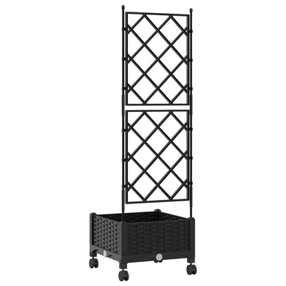 Vaso da giardino con grigliato e ruote Nero 40 x 40 x 131,5 cm | homemem39